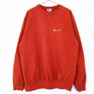 チャンピオン(Champion)のSALE/ Champion チャンピオン AUTHENTIC ATHLETIC APPAREL クルーネックスウェット 胸元ワンポイントロゴ レッド (メンズ L)  O0171(スウェット)