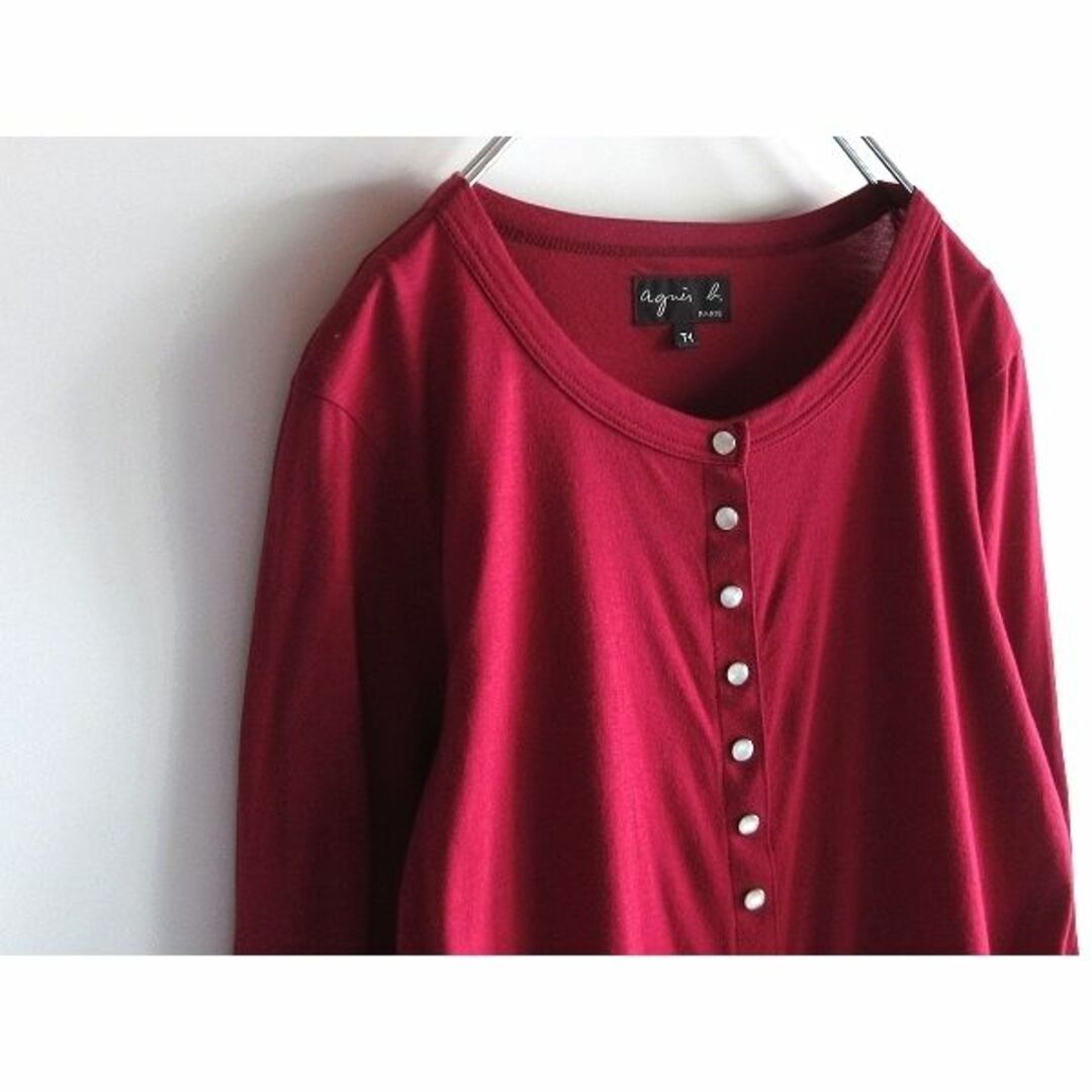 美品 agnes b. J309 カットソー生地 カーディガンプレッション T1