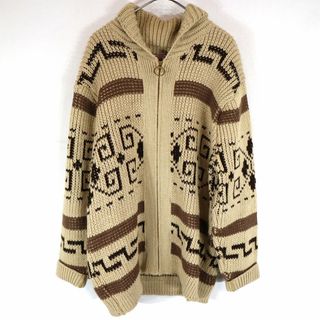 ペンドルトン(PENDLETON)の70年代 USA製 PENDLETON ペンドルトン フルジップカーディガン 襟付き ベージュ (メンズ XL) 中古 古着 O0156(カーディガン)