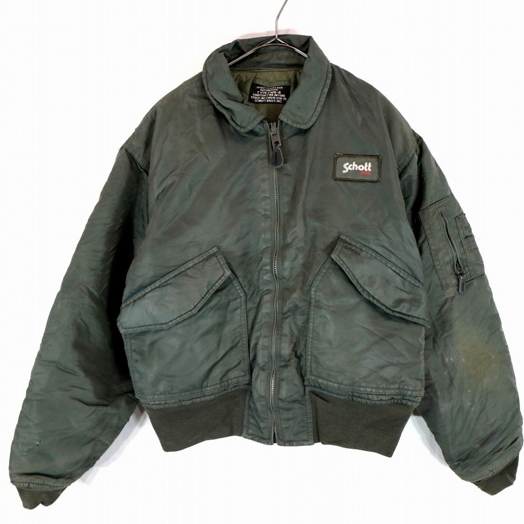 schott(ショット)のSALE/ 90年代 Schott ショット CWU-R フライトジャケット 防寒 ミリタリー 裏地キルティング オリーブ (メンズ L相当) 中古 古着 O0244 メンズのジャケット/アウター(その他)の商品写真