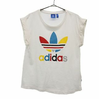 アディダス(adidas)のアディダス トレフォイルロゴ プリント トレーニングシャツ S ホワイト adidas 半袖 Tシャツ スポーツ ウォームアップ レディース 【中古】  【230913】 メール便可(その他)