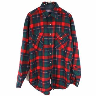 ペンドルトン(PENDLETON)のSALE/ 70年代 USA製 PENDLETON ペンドルトン ウールチェック長袖シャツ アメカジ ダブルフラップポケット チェック (メンズ L)  O0257(シャツ)