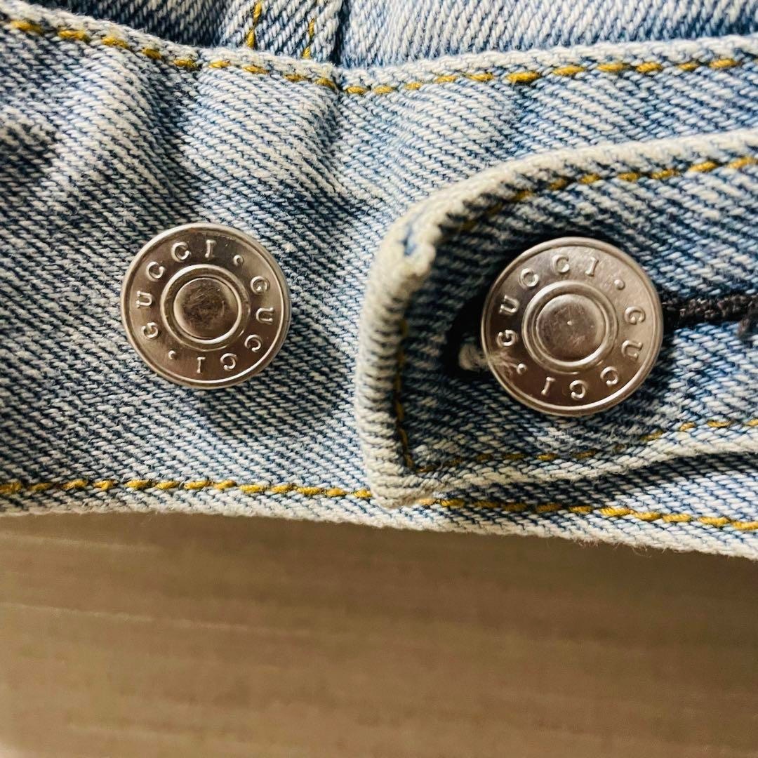 Gucci - GUCCI グッチ デニムジャケット フラワー刺繍英字バック