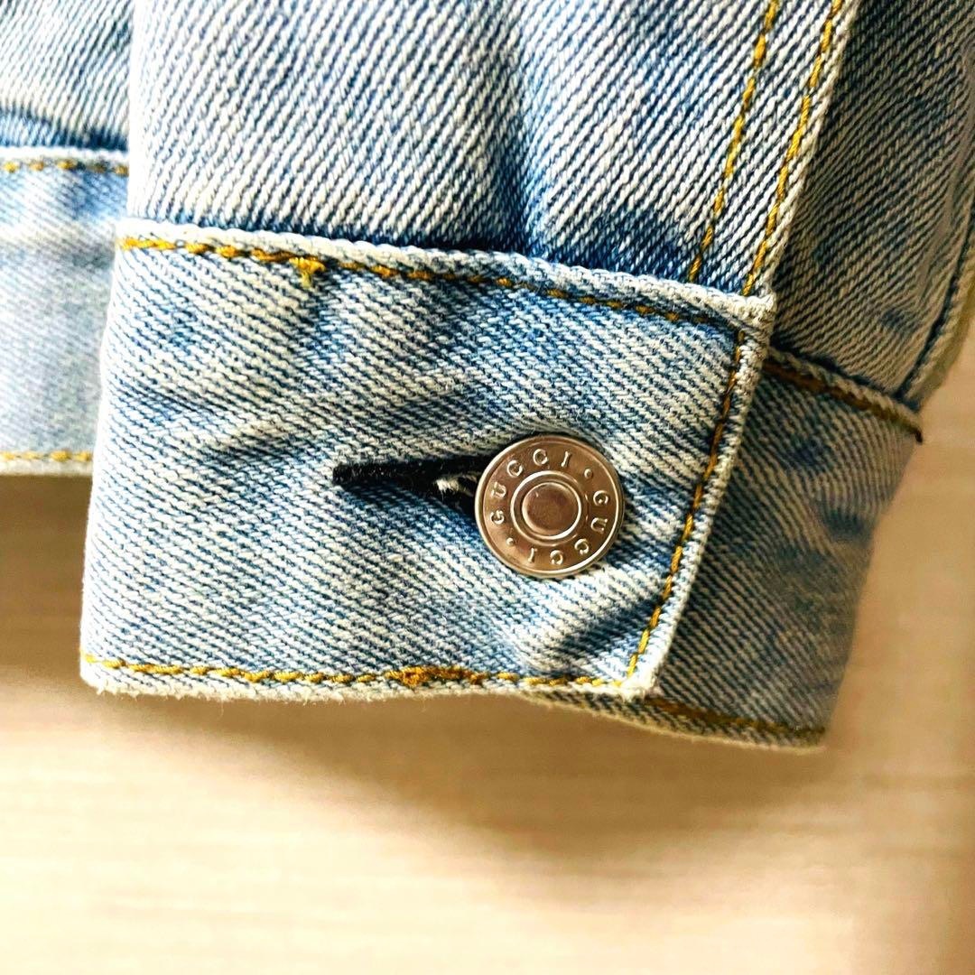Gucci - GUCCI グッチ デニムジャケット フラワー刺繍英字バック