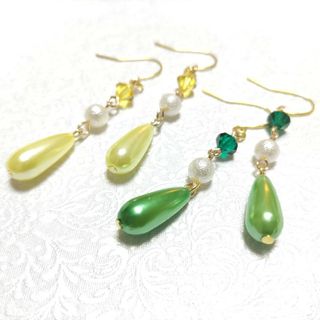 No.1026  【2セットピアス】雫パールとスワロフスキーのピアス(ピアス)