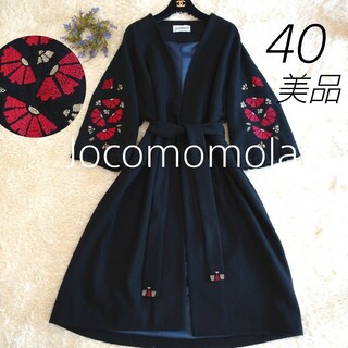 日本製★Jocomomola　コート　刺繍　40　L　薄手　オーバーサイズ