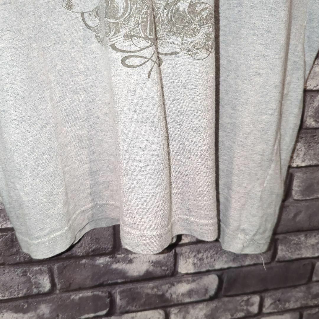 QUIKSILVER(クイックシルバー)の古着tシャツ　メンズL半袖シャツ　両面　ブランドビッグプリント　L グレー メンズのトップス(Tシャツ/カットソー(半袖/袖なし))の商品写真