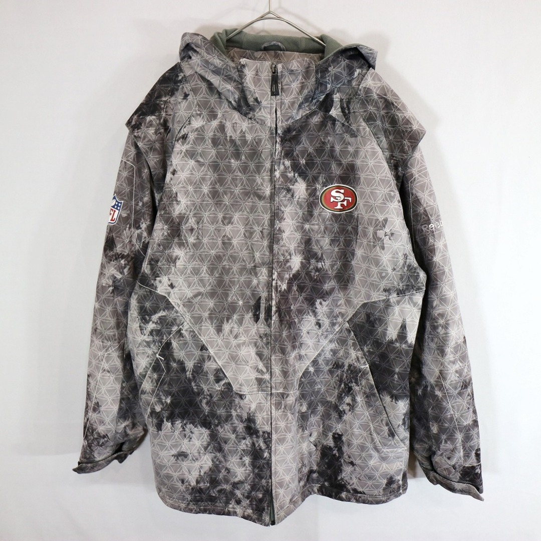 SALE/ Reebok リーボック NFL サンフランシスコ・49ERS ジャケット 大きいサイズ ワンポイントロゴ グレー (メンズ XL)   O0058