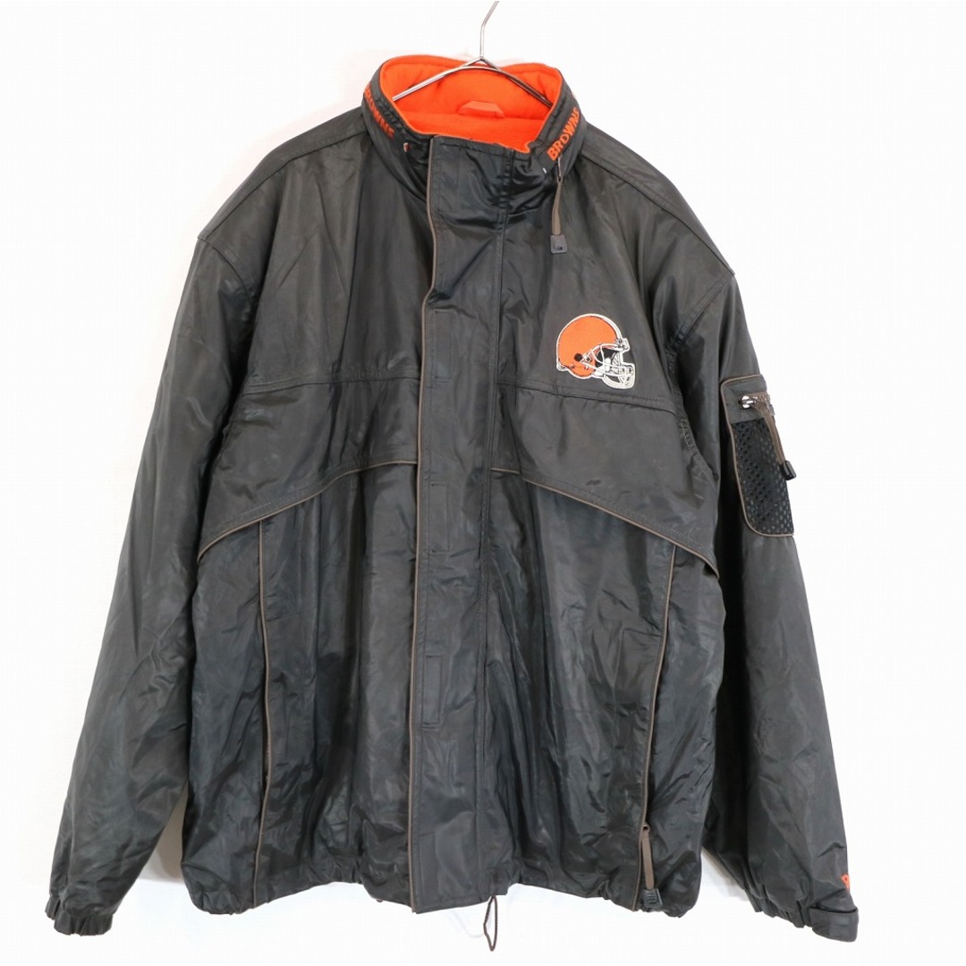 SALE/ ESSEX MFG NFL クリーブランド・ブラウンズ ジャケット 防寒 アメフト ブラック (メンズ M)   O0068