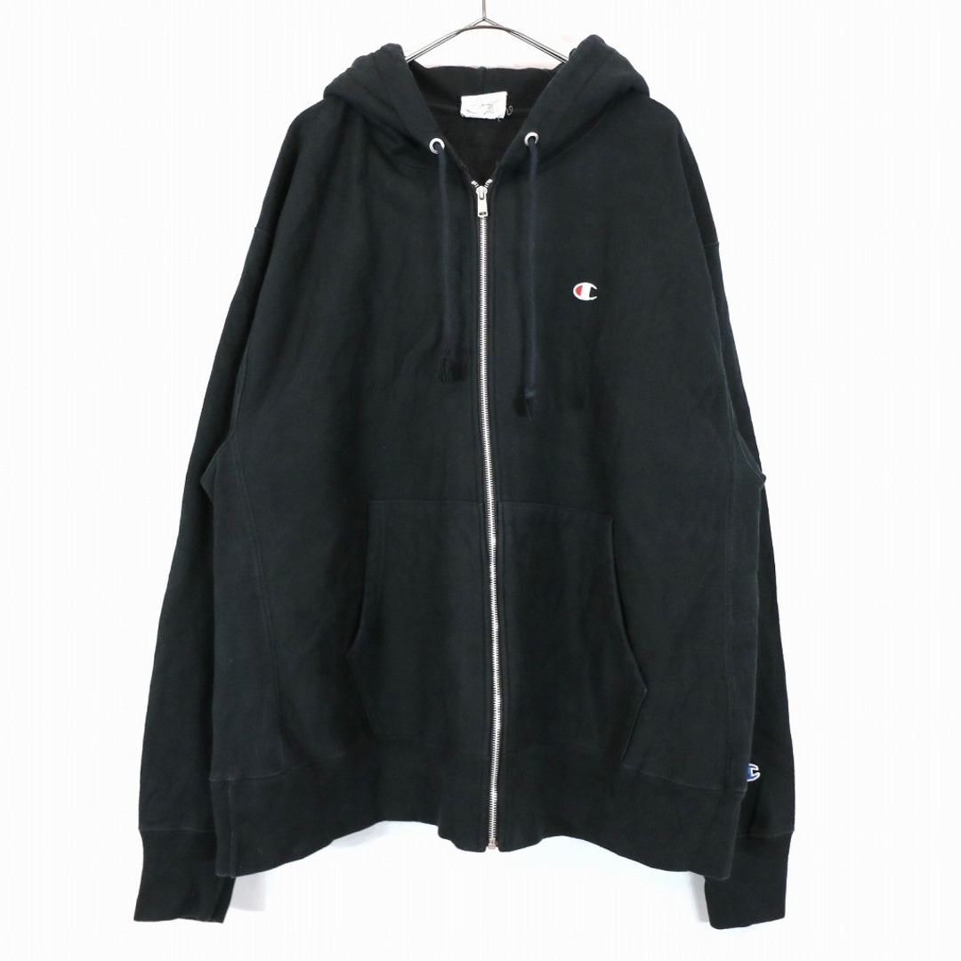 SALE/ Champion チャンピオン REVERSE WEAVE リバースウィーブ ジップアップパーカー ブラック (メンズ XL)   O0093