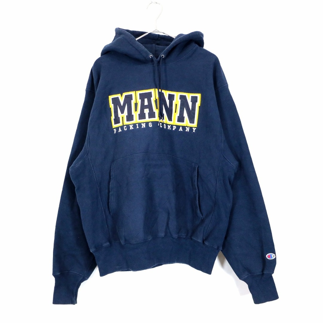 SALE/ Champion チャンピオン プレミアムリバースウィーブ MANN パーカー 防寒 企業系 ネイビー (メンズ M)   O0111