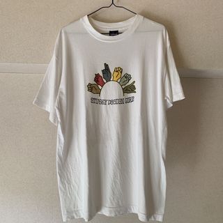 ステューシー(STUSSY)の80s USA製 Stussy 黒タグ ハンドサイン プリント Tシャツ L(Tシャツ/カットソー(半袖/袖なし))