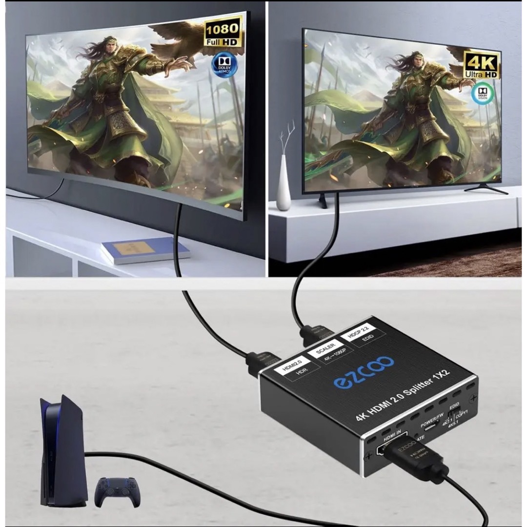 HDMIスプリッターダウンスケーラー EDIDスイッチ コピー ゲームPS