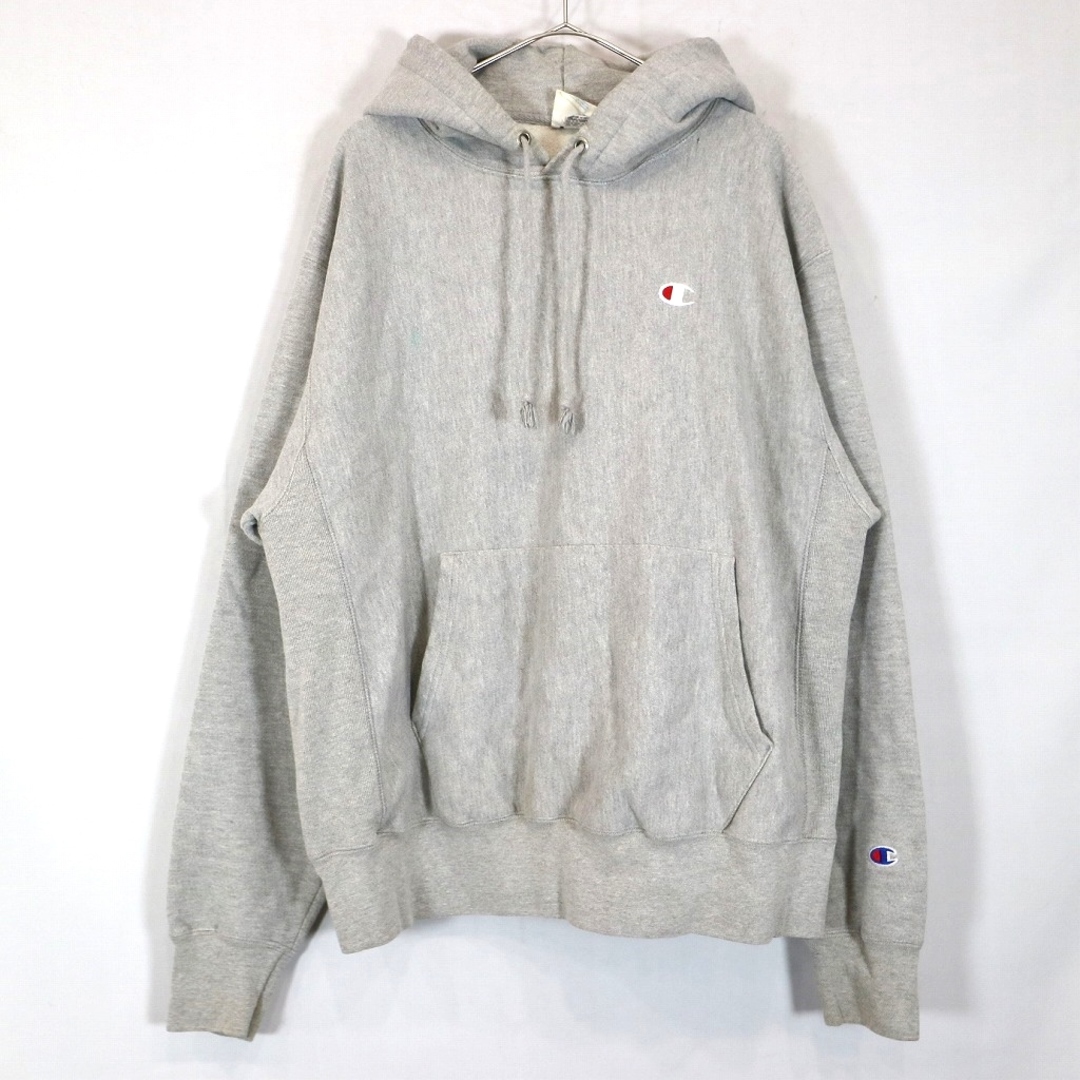 SALE/ Champion チャンピオン リバースウィーブ ワンポイントロゴ パーカー 防寒 グレー (メンズ L)   O0120