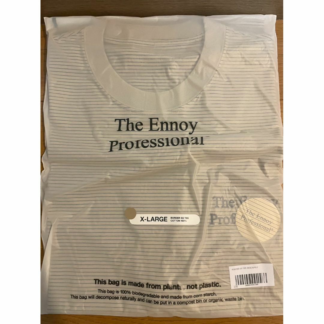 【XL】ennoy T-Shirt BEIGE × BLACK ボーダー
