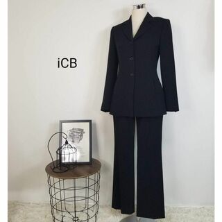 アイシービー(ICB)の上質美シルエットiCBシングルブレスト3釦テーラードセットアップスーツJP7黒(スーツ)