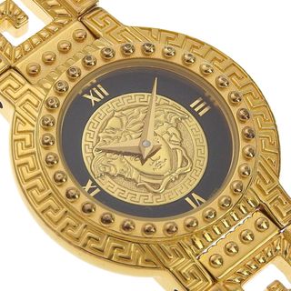 電池交換済 VERSACE ヴェルサーチ DSQ90 メデューサ チェーン 30ｍ防水 白 ホワイトシェル YGP イエローゴールド レディース メンズ ユニセックス クォーツ ヴェルサーチェ【6ヶ月保証】【腕時計】