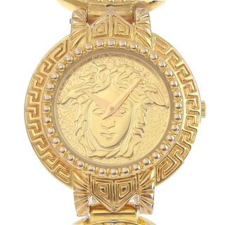 ヴェルサーチ(VERSACE)の【VERSACE】ヴェルサーチ メデューサ コインウォッチ 7008012 金メッキ ゴールド クオーツ アナログ表示 レディース ゴールド文字盤 腕時計(腕時計)