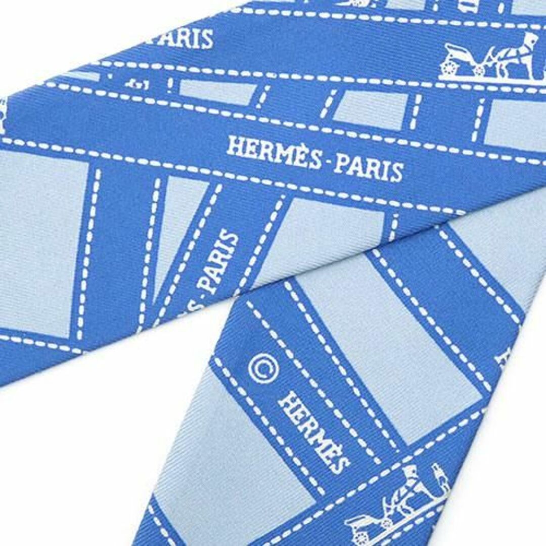 エルメス スカーフ シルク ツイリー ボルデュック ブルー JJS02806