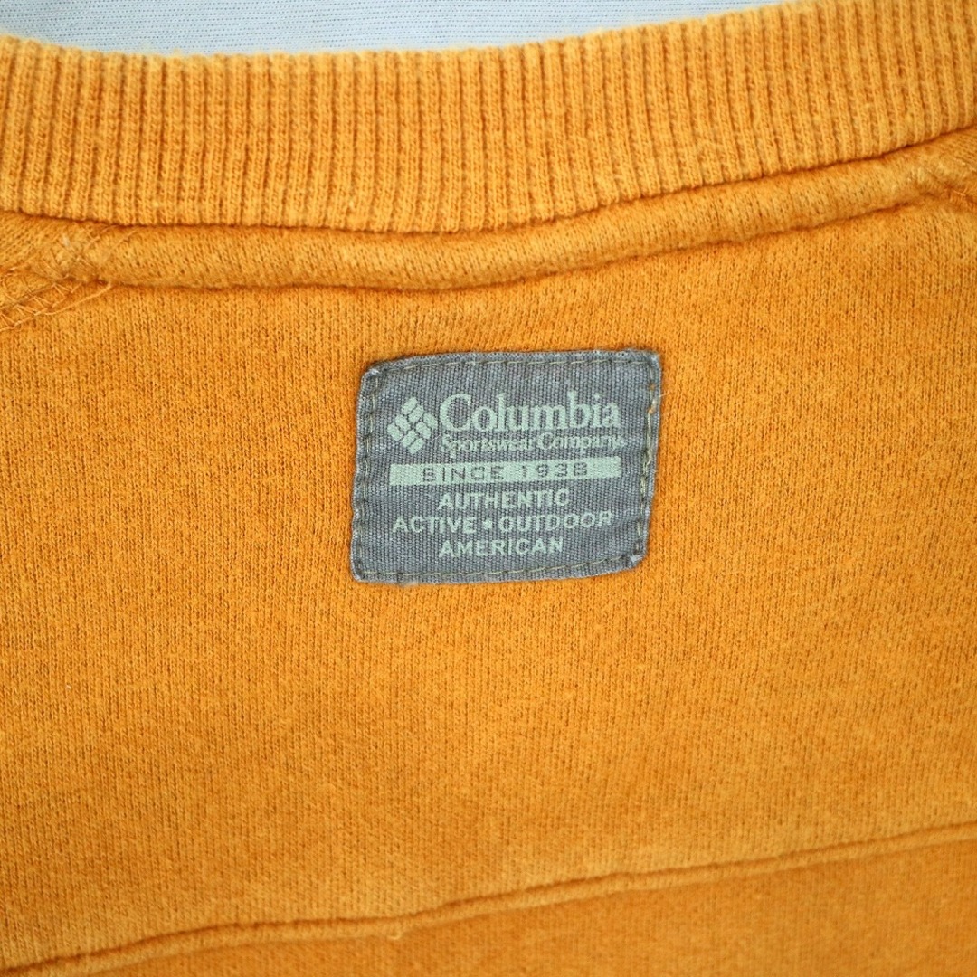 SALE/ Columbia コロンビア クルーネック スウェット 裏起毛 ワンポイントロゴ シンプル オレンジ (メンズ L) 中古 古着 O0312