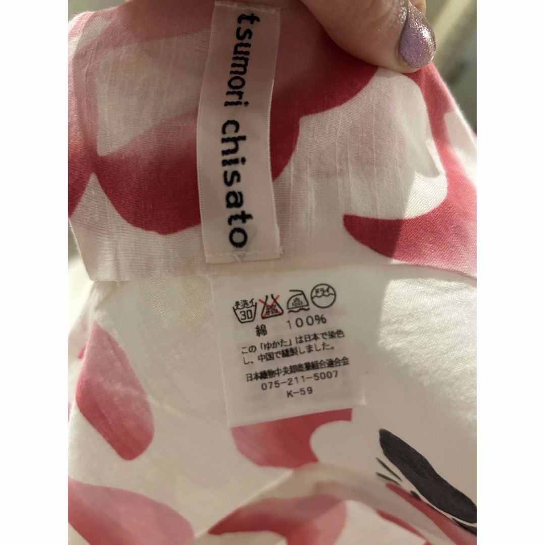 TSUMORI CHISATO(ツモリチサト)のツモリチサト浴衣ゆかた着物白ピンク花 レディースの水着/浴衣(浴衣)の商品写真