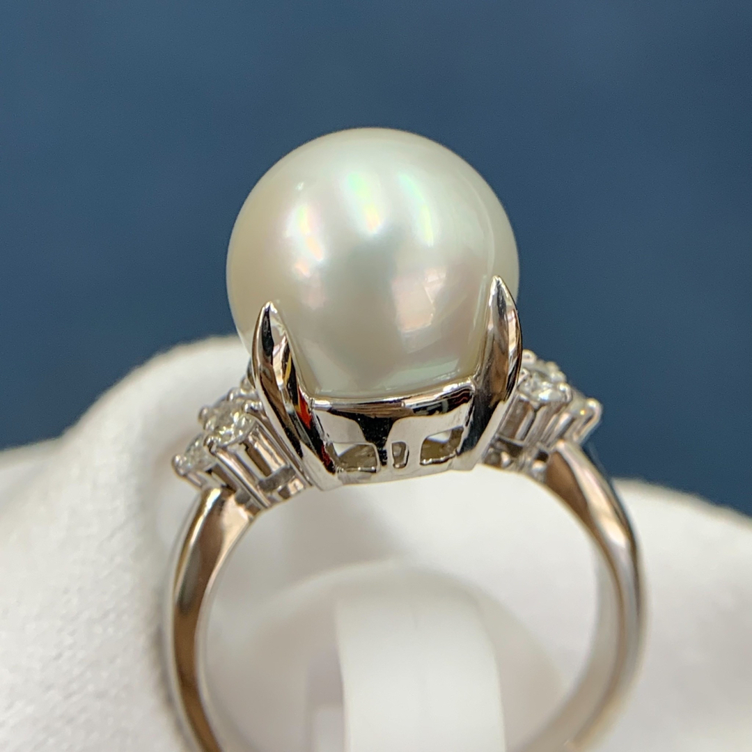 Pt900 南洋パール 約11.6mm ダイヤモンド 0.23ct リング 指輪