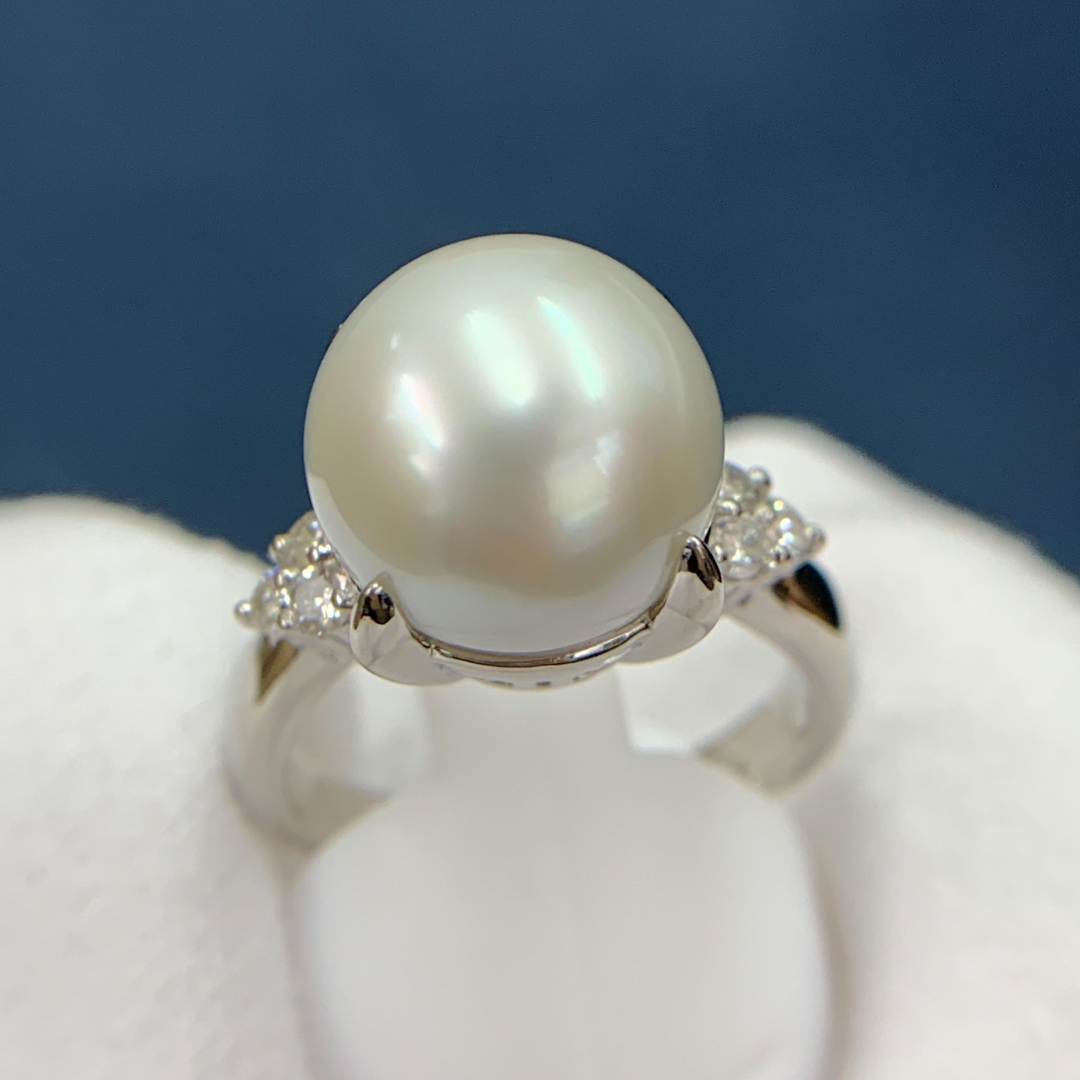 Pt900 南洋パール 約11.6mm ダイヤモンド 0.23ct リング 指輪