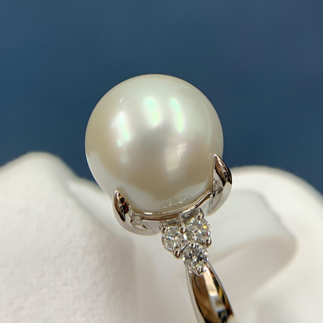 Pt900 南洋パール 約11.6mm ダイヤモンド 0.23ct リング 指輪