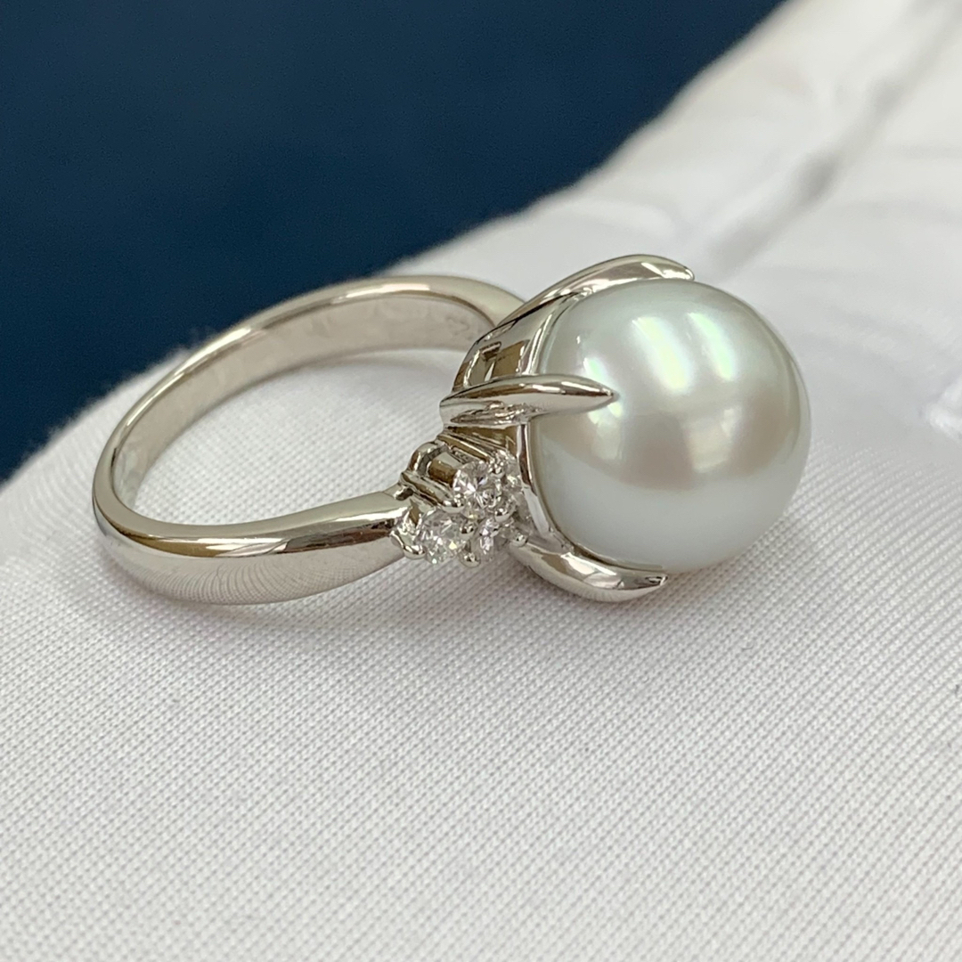 Pt900 南洋パール 約11.6mm ダイヤモンド 0.23ct リング 指輪