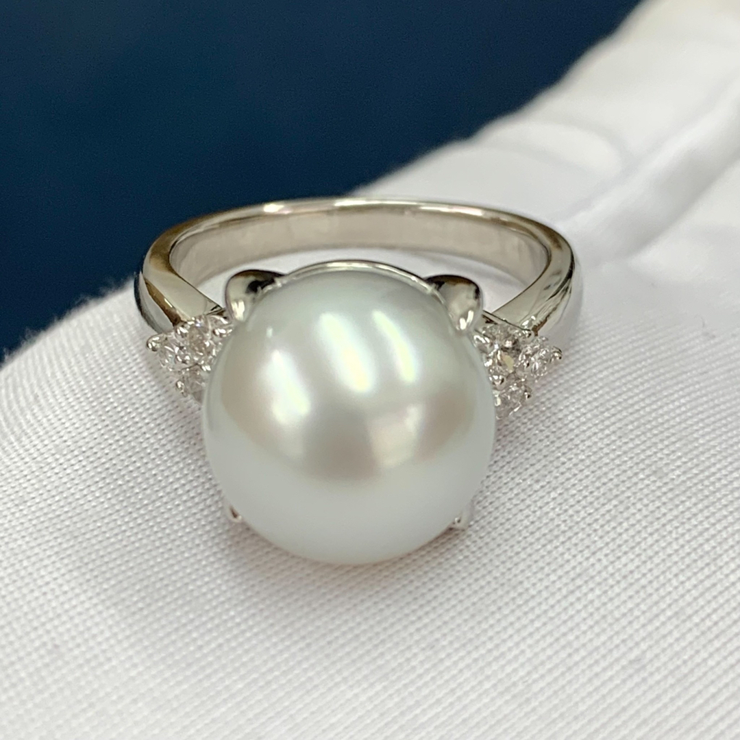 Pt900 南洋パール 約11.6mm ダイヤモンド 0.23ct リング 指輪