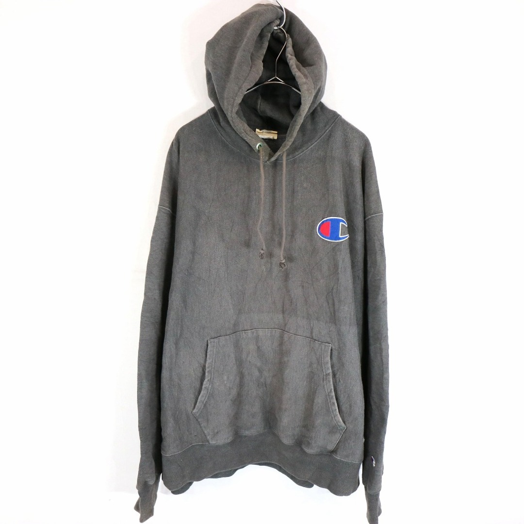 SALE/ Champion チャンピオン リバースウィーブ ワンポイントロゴ パーカー グレー (メンズ 3XL)   O0350