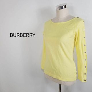 バーバリー(BURBERRY)のバーバリーロンドン袖釦デザインボートネックハイゲージニットプルオーバー2黄色(ニット/セーター)