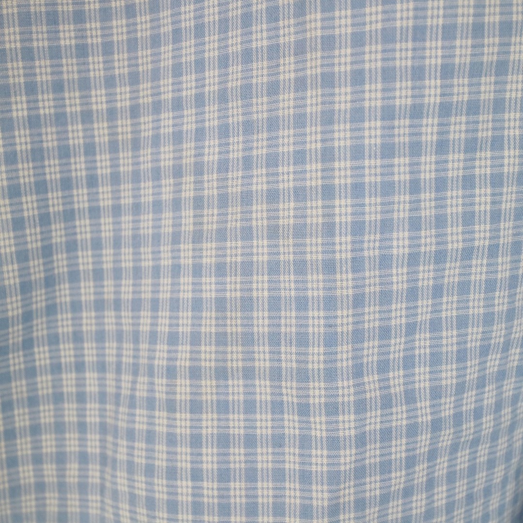 SALE/ CLUB ROOM パジャマシャツ 長袖 大きいサイズ  カジュアル チェック ライトブルー (メンズ XL)   O0386 4