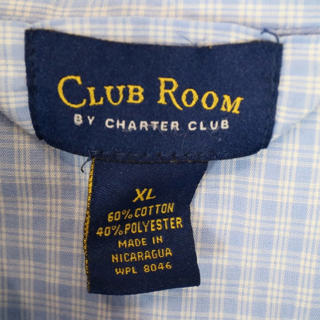SALE/ CLUB ROOM パジャマシャツ 長袖 大きいサイズ  カジュアル チェック ライトブルー (メンズ XL)   O0386 6