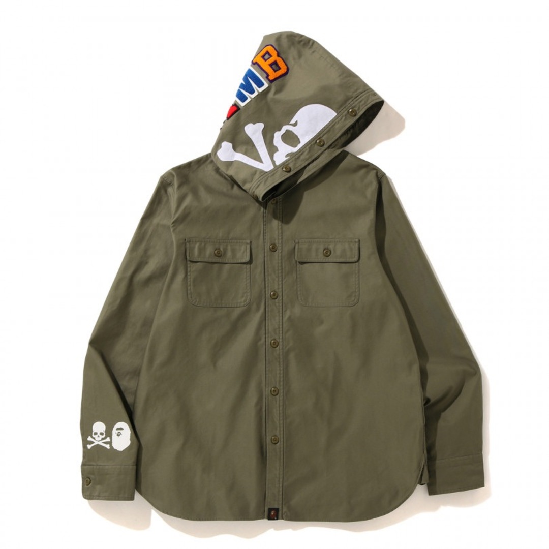 mastermind JAPAN(マスターマインドジャパン)のMASTERMIND VS BAPE HOODIE SHIRT  OLIVEDR メンズのトップス(シャツ)の商品写真