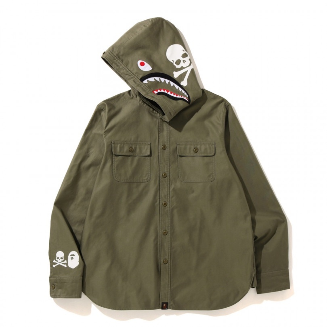 mastermind JAPAN(マスターマインドジャパン)のMASTERMIND VS BAPE HOODIE SHIRT  OLIVEDR メンズのトップス(シャツ)の商品写真