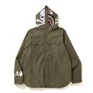 マスターマインドジャパン(mastermind JAPAN)のMASTERMIND VS BAPE HOODIE SHIRT  OLIVEDR(シャツ)