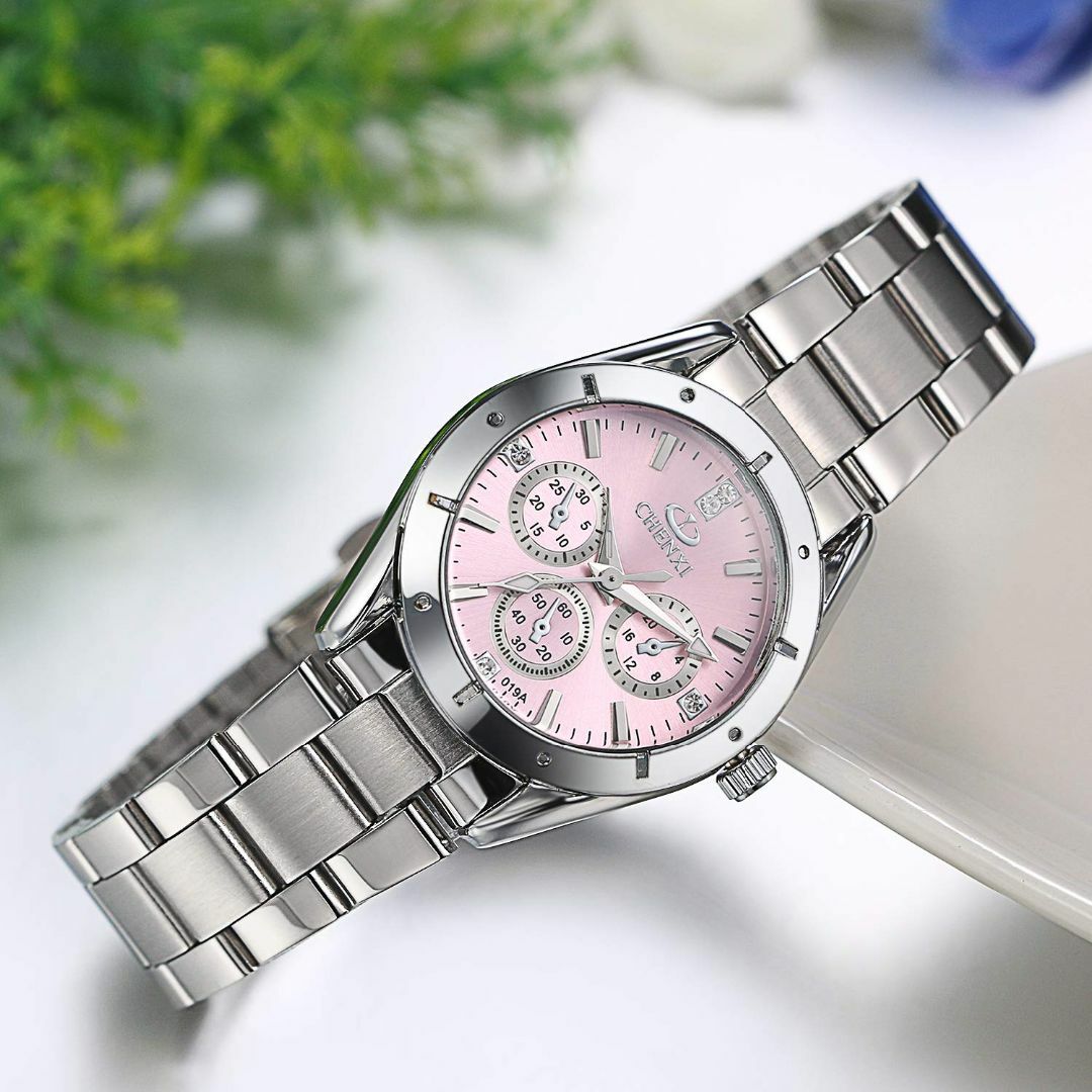 【色: b】JewelryWe 時計 レディース 防水 人気 かわいい ステンレ