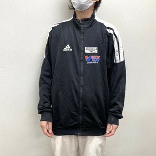 adidas アディダス【M】ワイド ビックロゴ ジャージ 黒 シルバー