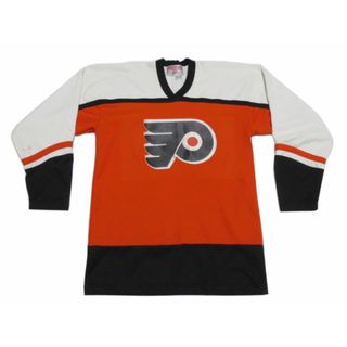 【中古】TRU-PLAY NHL "Philadelphia Flyers"/フィラデルフィア・フライヤーズ ホッケージャージ 白×オレンジ×黒【サイズ：MEDIUM(38-40)】【#88/LINDROS】【アイスホッケー】【あす楽対応】【古着屋mellow楽天市場店】(アメリカンフットボール)