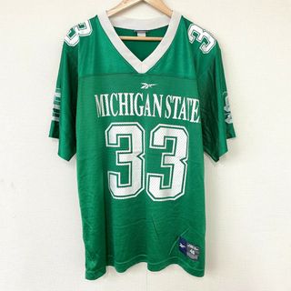 リーボック(Reebok)のリーボック Reebok ミシガンステート スパルタンズ Michigan State Spartans メッシュ フットボールジャージ 半袖 ロゴ プリント サイズ：46 グリーン×ホワイト 【古着】 古着 【中古】 中古 mellow 【あす楽対応】【古着屋mellow楽天市場店】(バスケットボール)