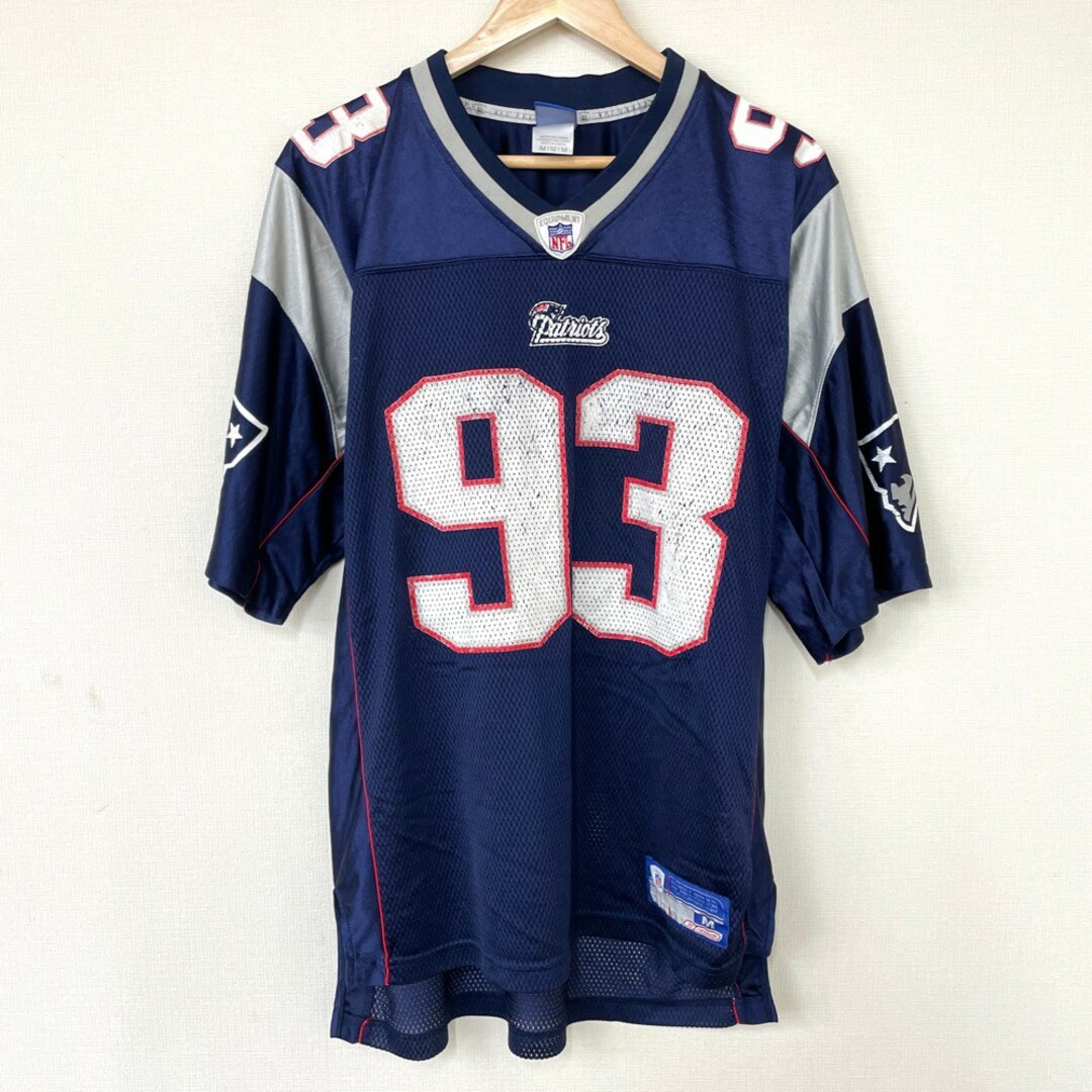 リーボック Reebok NFL ニューイングランド ペイトリオッツ New England Patriots メッシュ フットボールジャージ 半袖 ロゴ プリント サイズ：M ネイビー×グレー     mellow 【あす楽対応】【屋mellow店】