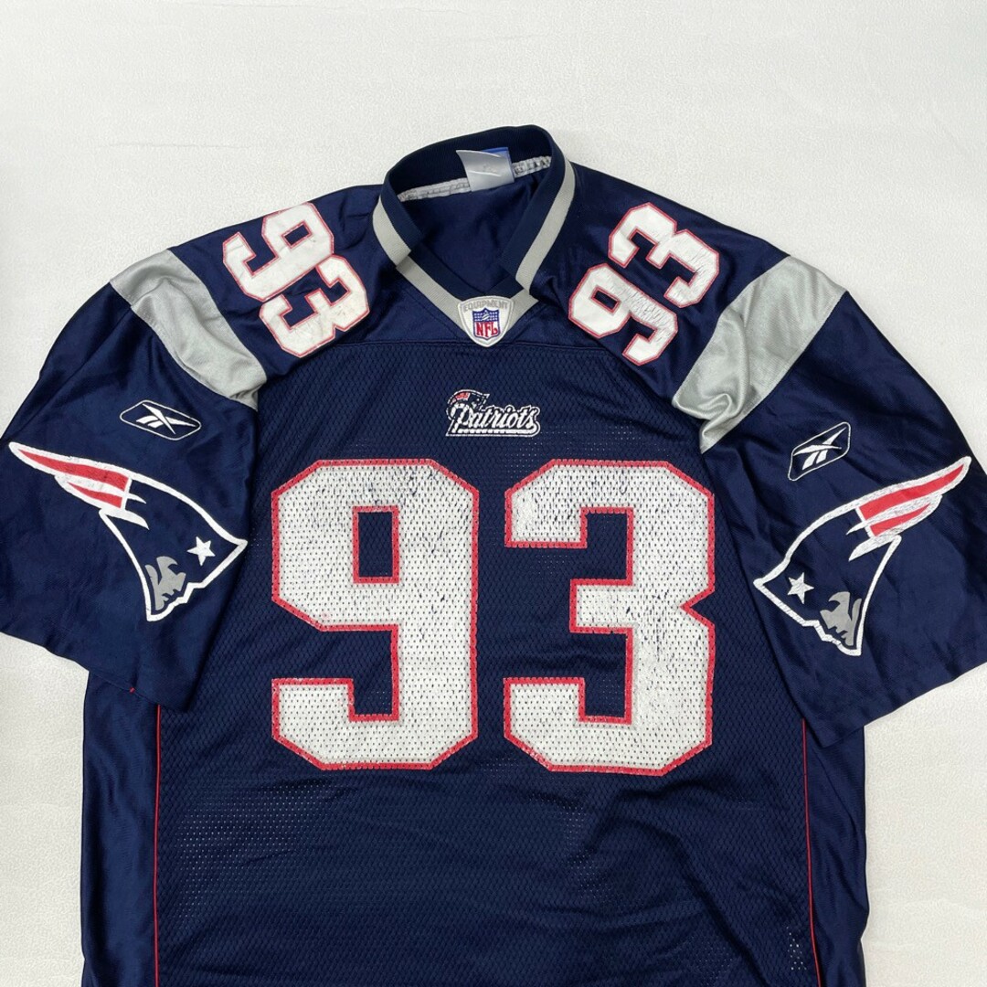 リーボック Reebok NFL ニューイングランド ペイトリオッツ New England Patriots メッシュ フットボールジャージ 半袖 ロゴ プリント サイズ：M ネイビー×グレー     mellow 【あす楽対応】【屋mellow店】