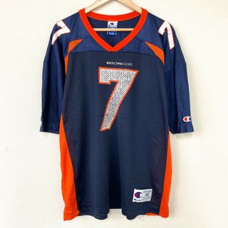 チャンピオン(Champion)のチャンピオン Champion NFL デンバー ブロンコス Denver Broncos メッシュ フットボールジャージ 半袖 ロゴ プリント サイズ：48 ネイビー×オレンジ 【古着】 古着 【中古】 中古 mellow AUTHENTIC ATHLETIC APPAREL【あす楽対応】【古着屋mellow楽天市場店】(アメリカンフットボール)