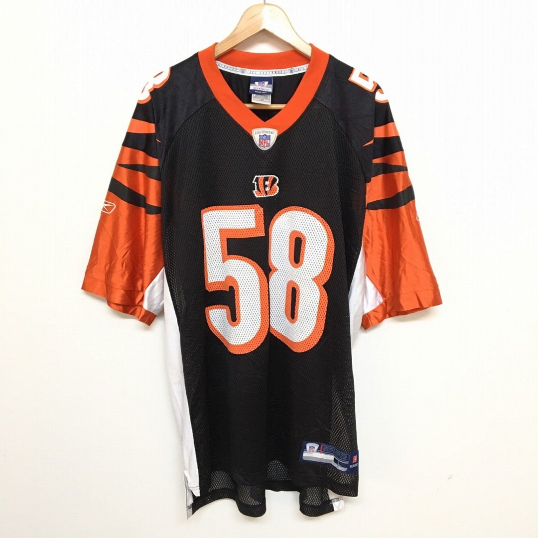 Reebok NFL "シンシナティ・ベンガルズ/Cincinnati Bengals" メッシュ フットボールジャージ 半袖 サイズ：L ブラック×オレンジ 【古着】 古着 【中古】 中古 mellow 【あす楽対応】【古着屋mellow楽天市場店】 スポーツ/アウトドアのスポーツ/アウトドア その他(アメリカンフットボール)の商品写真