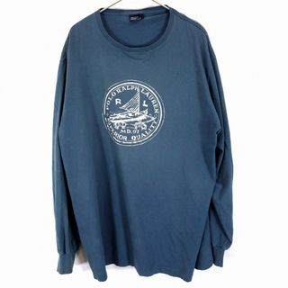 ポロラルフローレン(POLO RALPH LAUREN)のSALE/ 90年代 Polo by Ralph Lauren ポロバイラルフローレン ロゴプリント 長袖Ｔシャツ シングルステッチ ネイビー (メンズ XL)  O0392(Tシャツ/カットソー(七分/長袖))