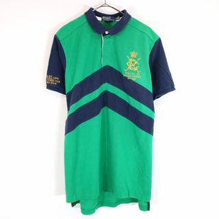 ポロラルフローレン(POLO RALPH LAUREN)のSALE/ 90年代 Polo by Ralph Lauren ポロバイラルフローレン 半袖ポロシャツ 刺繍 胸元ワンポイントロゴ グリーン (メンズ XL)  O0409(ポロシャツ)