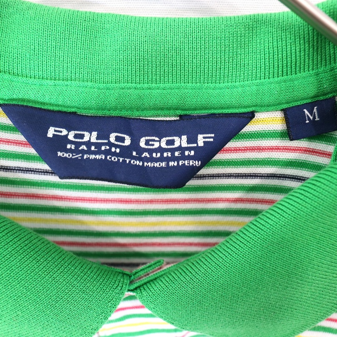 POLO GOLF ポロゴルフ 半袖 ワンポイントロゴ ポロシャツ アメカジ ボーダー ライトグリーン (メンズ M)   O0443
