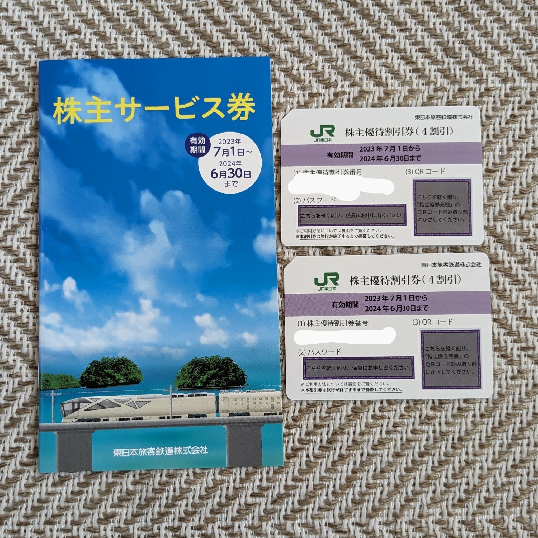 東日本旅客鉄道  株主優待割引券(2枚) 株主サービス券　2024.6.30