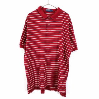 ポロラルフローレン(POLO RALPH LAUREN)のPolo by Ralph Lauren ポロバイラルフローレン 半袖 ワンポイントロゴ ポロシャツ アメカジ ボーダー レッド (メンズ XL) 中古 古着 O0447(ポロシャツ)